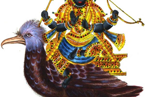 Portrait of Shani for whom shani mantras are recited.