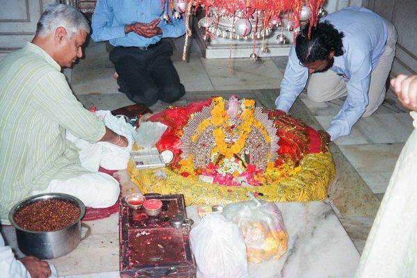 Devotees at Yogmaya temple